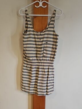 Hurley Navy and Cream Striped Tank